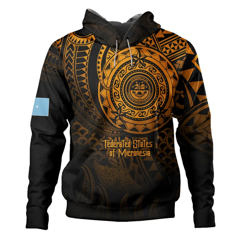 

Vintage 3D Printing The Federated States Of Micronesia Flag Hoodies FSM Coat Of Arms Graphic Hooded Hoody Fashion Mens Clothing