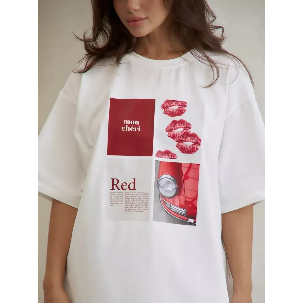 Europäisch-Amerikanisches Hot Girl American Y2K Design Bedrucktes T-Shirt Sommer Damen Ins Reine Baumwolle High Street Retro Kurzarm-Oberteil