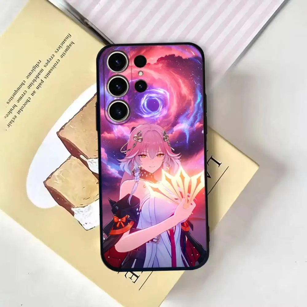 Capa de telefone Game Wuthering Waves Changli para SamsungS25,24,21,22,23,30,Ultra,20,Plus,Fe,Lite,Note,10,9, capa preta macia