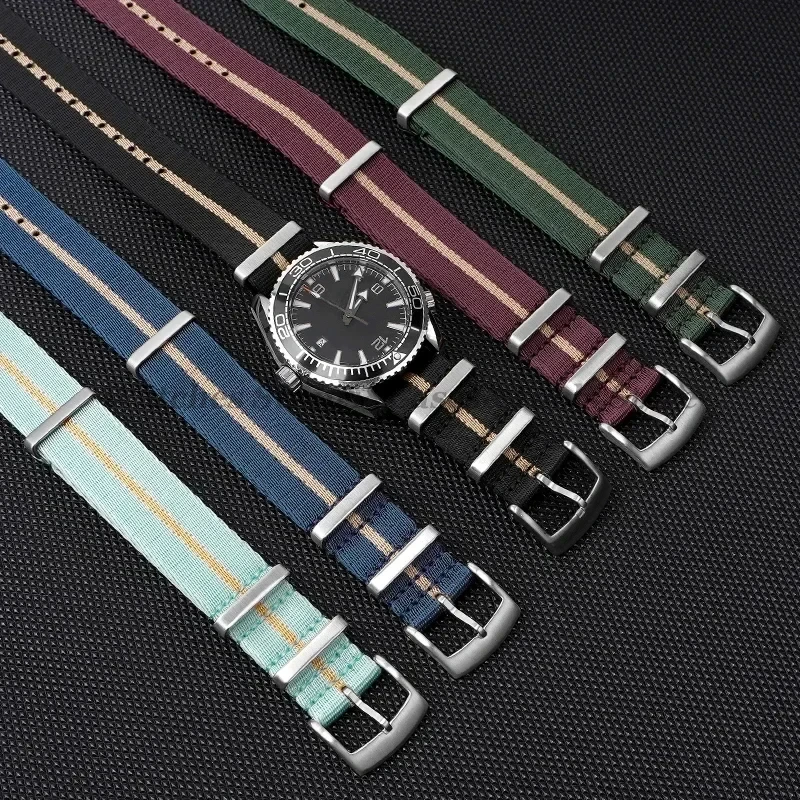 Nylon Watch Strap for Omega 007 for Seamaster 300 Canvas Watchband 18mm 20mm 22mm 24mm for Seiko Men Sport Bracelet Wrist Band