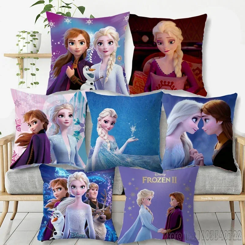 Disney Frozen Princess Elsa Pillow Case Cushion Cover Children Baby Girl Couple Pillow Cover Decorative Pillows Case 45x45cm