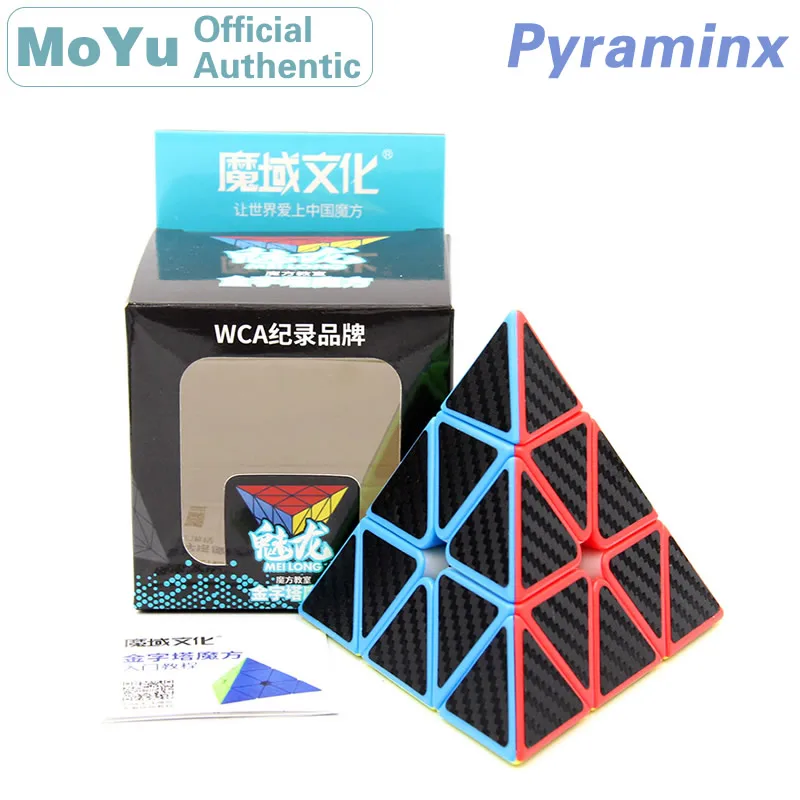 MoYu MeiLong Pyramid Carbon Fibre Sticker Magic Cube 3x3x3 Neo Speed Cube Puzzle Antistress Educational Toys