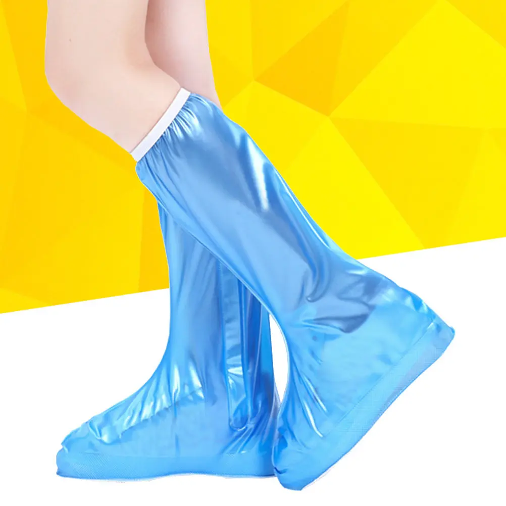 

Blue L Waterproof Non-Slip Shoe Covers Extended Thickened Portable Plastic Overshoes with Zipper Closure for Outdoor Rain Mud