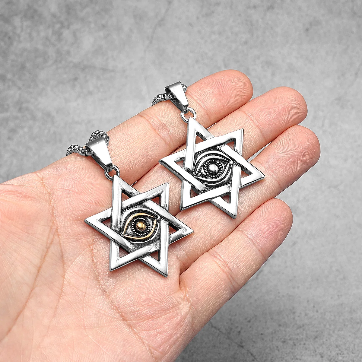 Seal of Solomon Eye of Light Stainless Steel Men Necklaces Pendant Chain Punk Stylish For Women Fashion Jewelry Gifts Wholesale