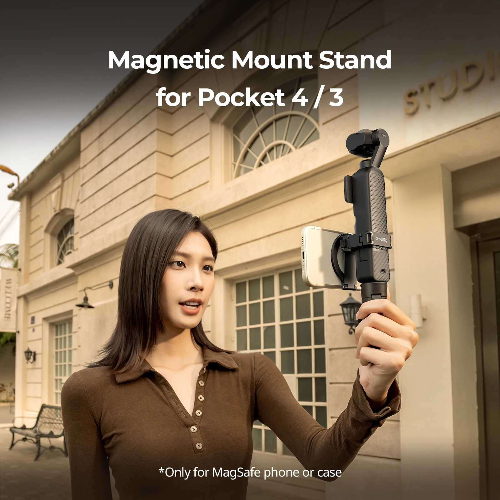 SmallRig Magnetic Mount Stand Cage for DJI Osmo Pocket 4P / 4 / 3 w Bidirectional Quick Release Interface Adapter for Phone 6004
