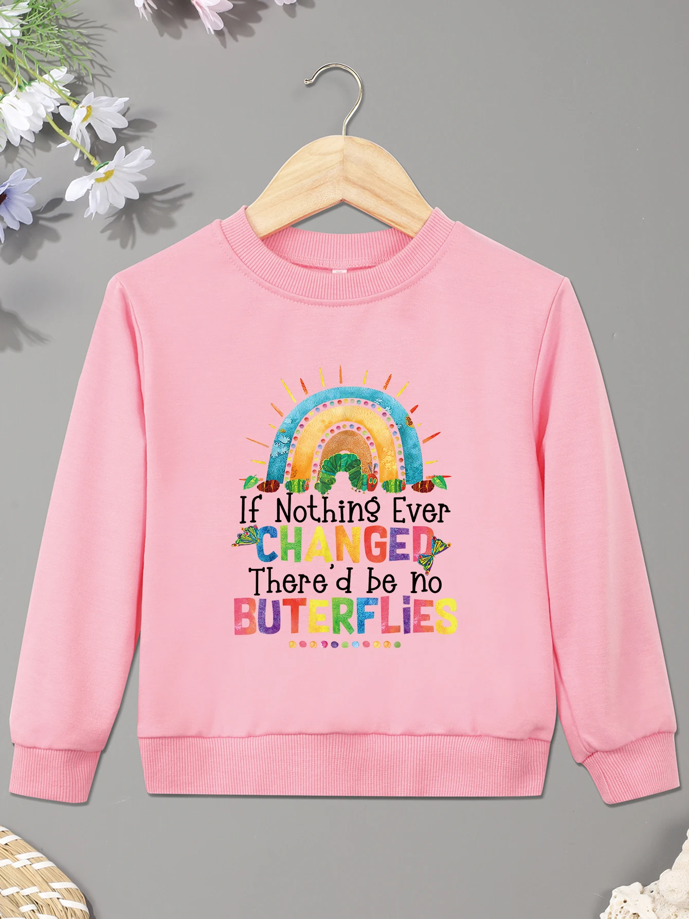 Baby Girl Boy Sweater Funny Insect CHANGED BUTERFLIES Print Kid Pullover