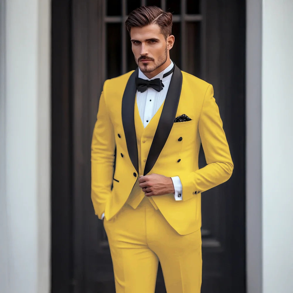 Elegant Men's Suit Three Piece Suit Wedding Groomsmen Tuxedo Custom Men's Jacket Pants Vest Slim fit Outfit
