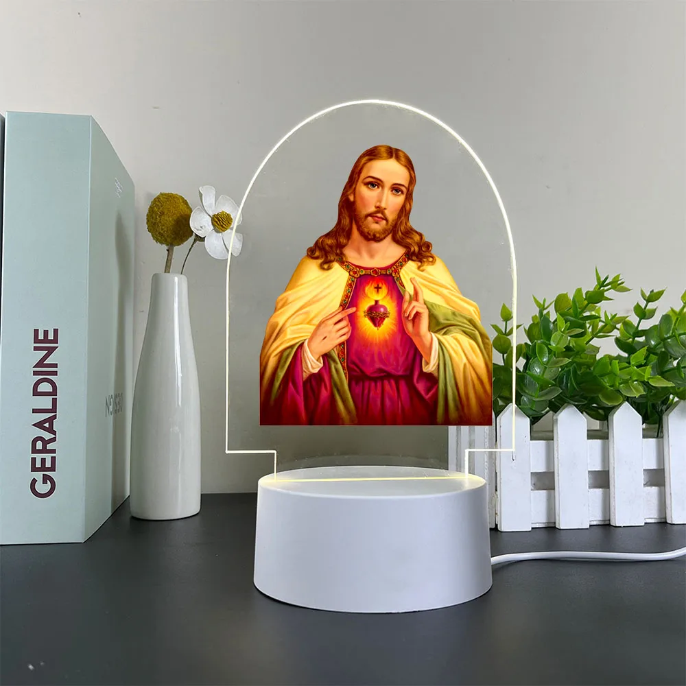 Lord Jesus God Acryl 3d Lamp Game Room Decor Kids Verjaardagscadeau Nachtlampje