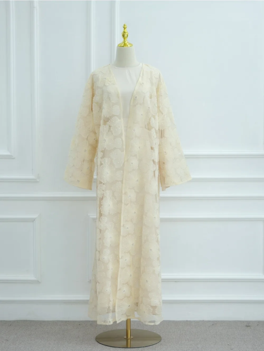 Eid Women Abaya Muslim Cardigan Dress Beading Flower Jalabiya Ramadan product image from Kayea’s Collections