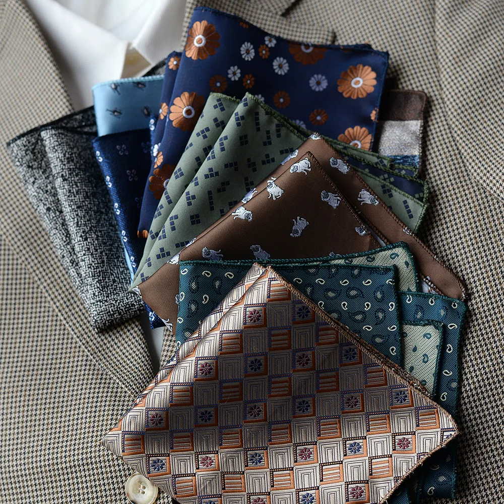 30 Item Luxury Square Print Patterns High-quality Soft and Elegant Handkerchiefs Suits Men's Decorativepocket Square Scarves25cm