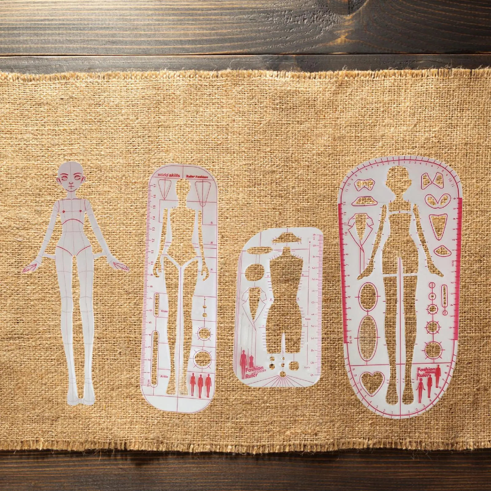 4Pcs Fashion Drawing Template Ruler Set Clothing Measuring French Curve Rulers for Dressmaking Tailoring Drafting New Designer