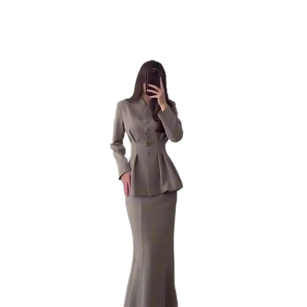 

Spring Women's Retro Soft Solid Color Long Sleeve Top Dress Elegant Comfortable European American Style Ensemble