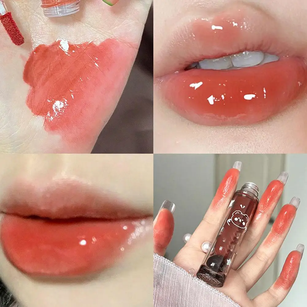 Punksap Rode Lipgloss Zwarte Spiegel Glas Water Licht Lippenstift Lip Nude Make-Up Glazuur Niet Tint Waterdichte Heldere Vloeistof Q7w0