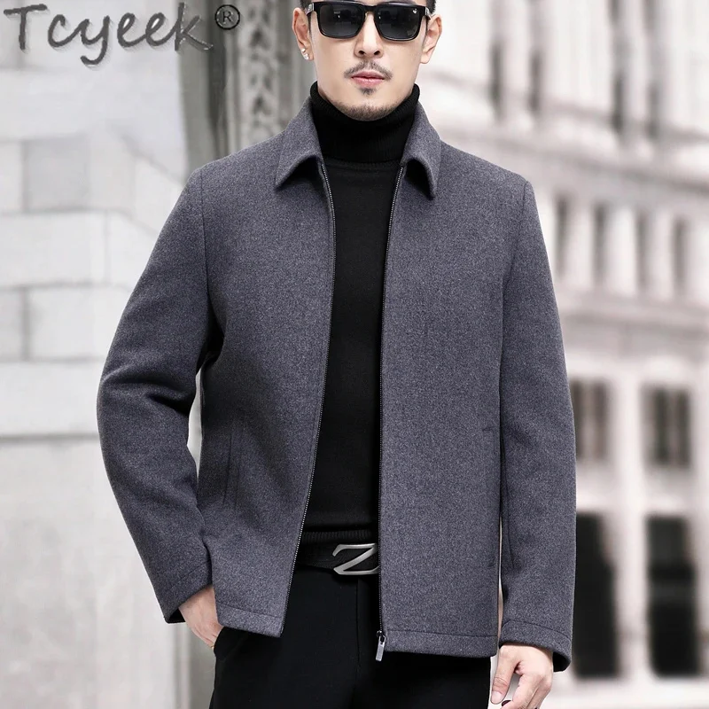 85% Tcyeek Cashmere Jacket Men Clothes Fashion Fall Winter Wool Jackets Loose Business Casual Woolen Coat Male Gabardina Hombre