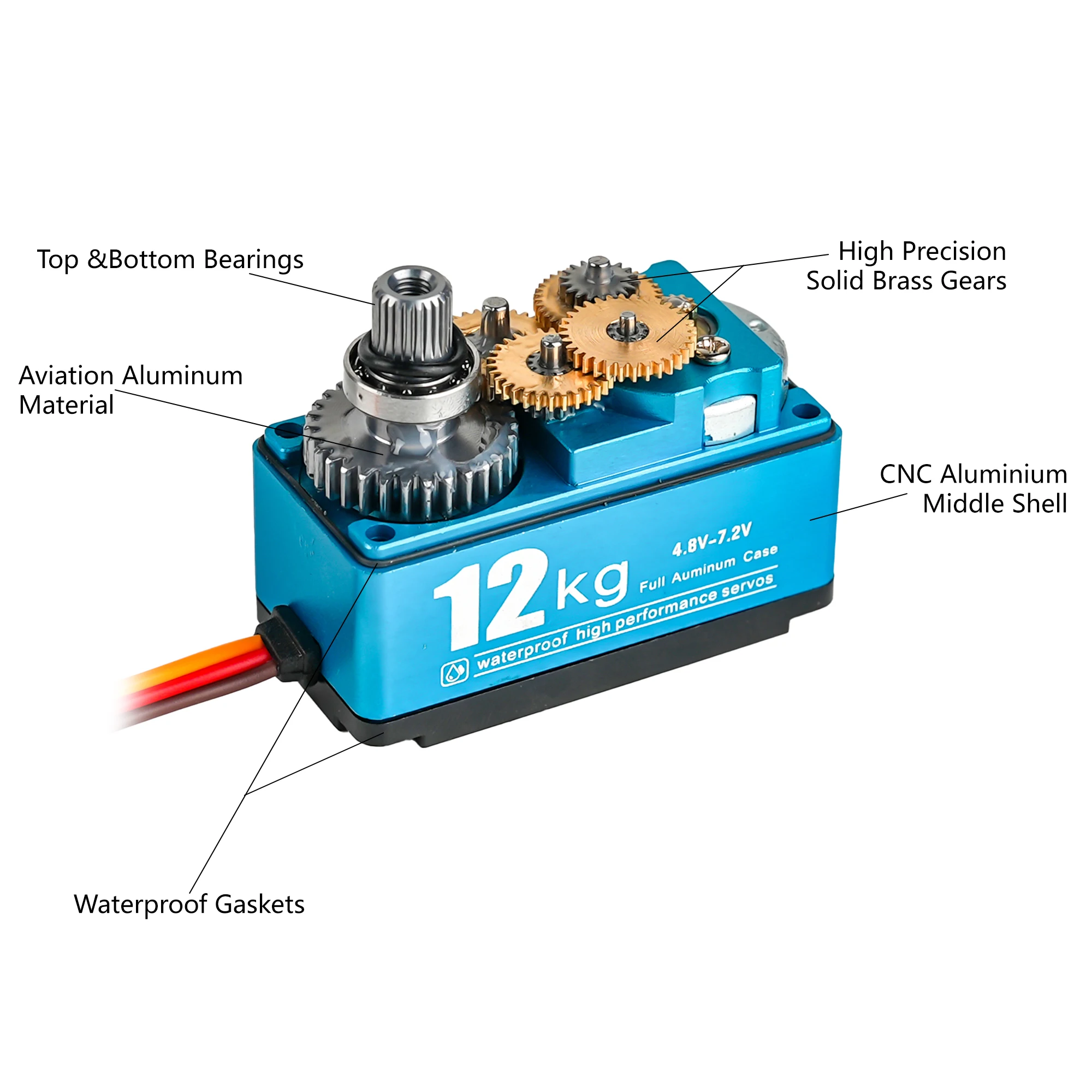 Servo numérique TD-9412MG 12KG, couple élevé, moteur à balais de carbone entièrement en métal, modèle court 180/270/360 degrés pour Robot de voiture RC 1:10 1:8
