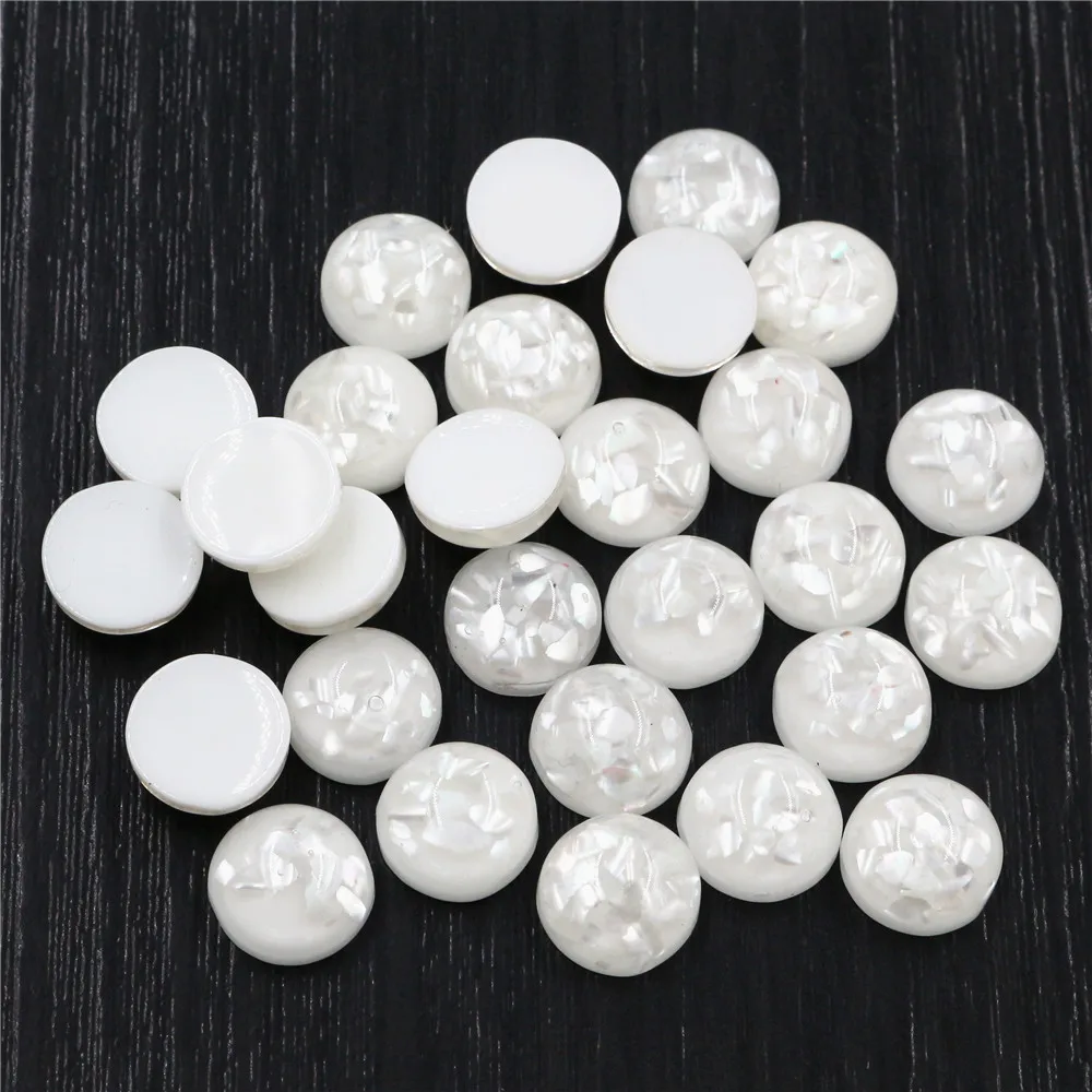 Nowy styl 40 sztuk 8/10/12mm 4 kolory wbudowany w prawdziwym muszle Style mieszkanie powrót kaboszony z żywicy Fit 8/10/12mm Cameo baza Cabochons — zdjęcie 7