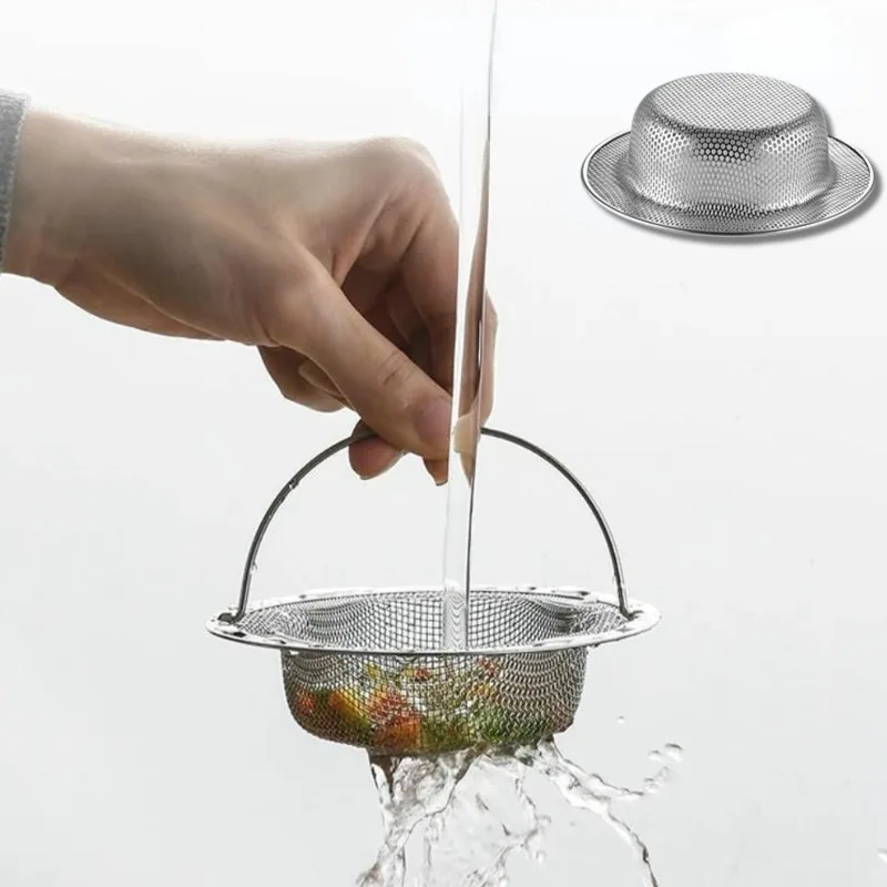 Drain Basket Sink Strainer Floor Drain Stainless Steel Bathtub Hair Catcher Stopper Against Clogging Kitchen Accessories