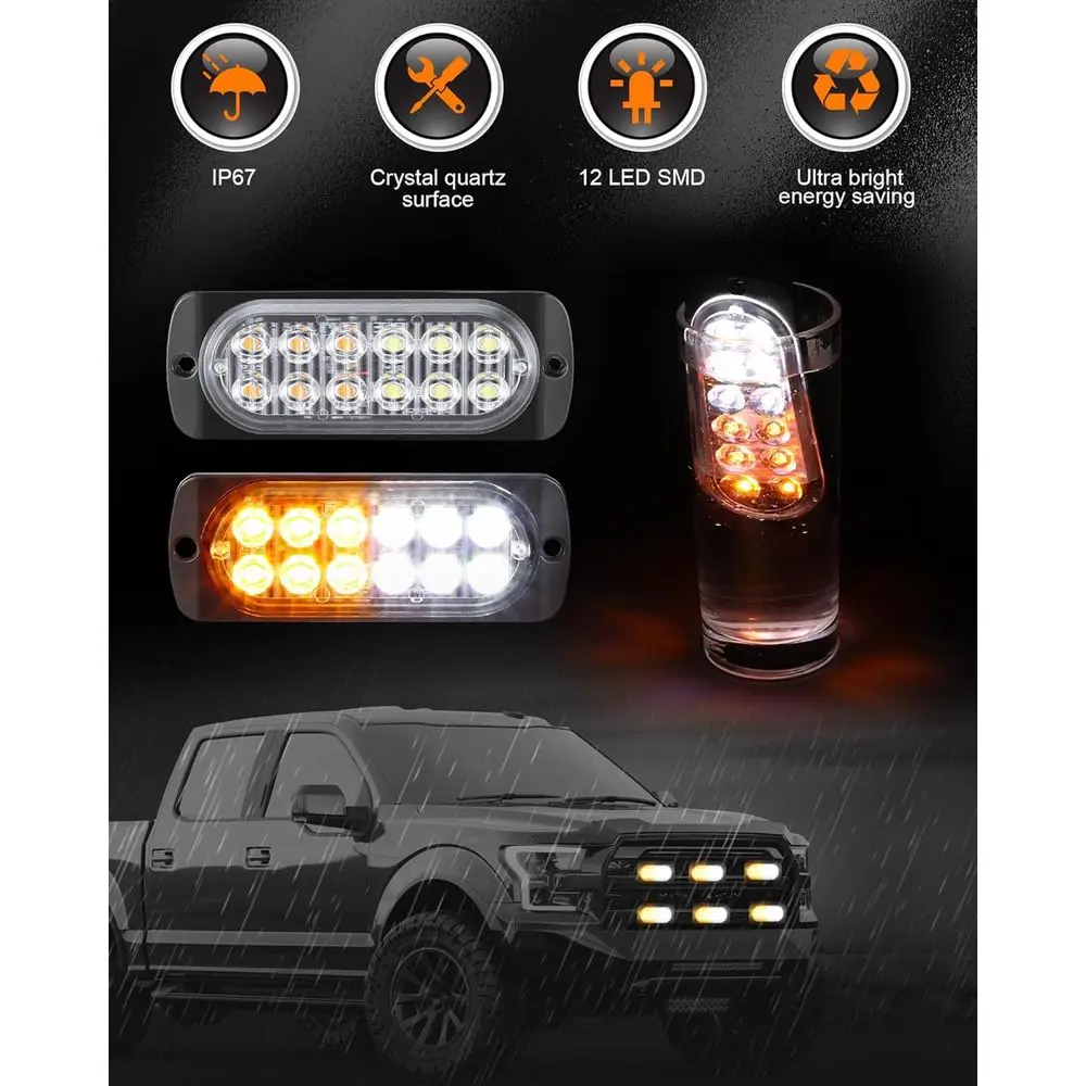 12–24 V LED-Blitzlichter für Abschleppwagen und Baufahrzeuge – bernsteinfarbene und weiße Sicherheitswarnleuchten