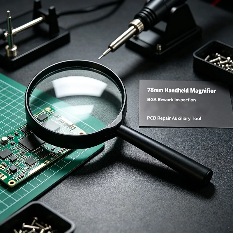 1Pc 78mm Handheld Magnifying Glass Loupe for BGA Rework Station IR6000 IR6500 IR9000 PCB Inspection Repair Auxiliary Tool