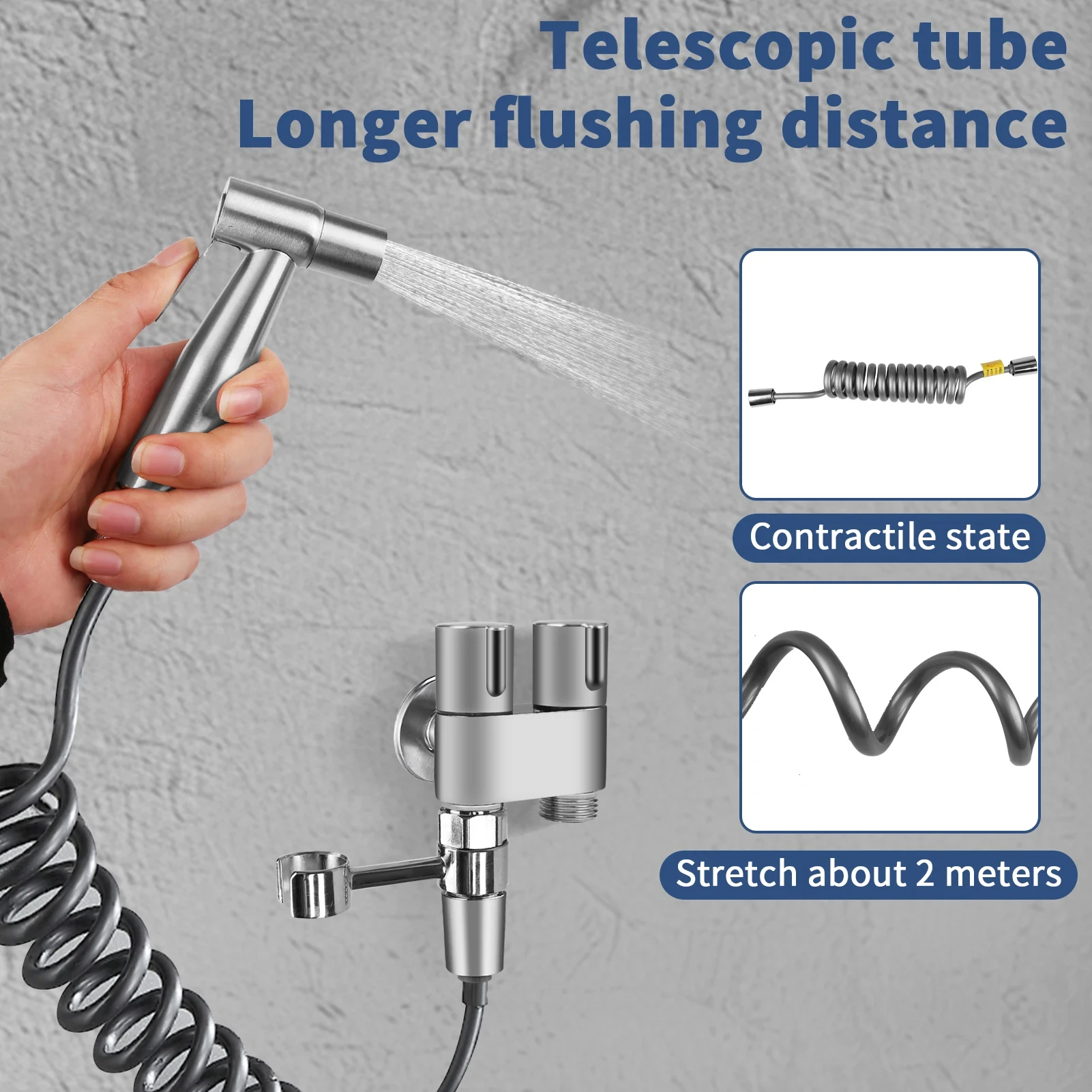 Toilet Handheld Bidet Sprayer Set Stainless Steel Spray Gun For Bathroom Shower Cleaning Personal Hygiene Accessories