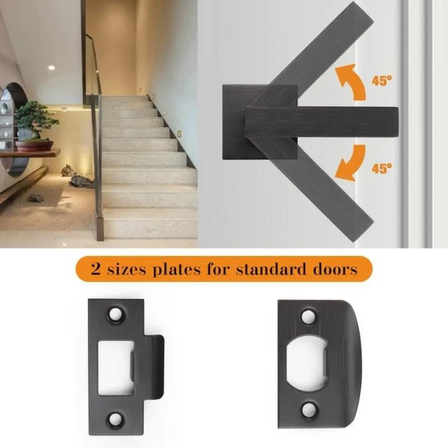 Leve per porte in bronzo lucidato a olio per porte di passaggio del corridoio e dell'armadio Leve quadrate in stile moderno Interni resistenti senza chiusura