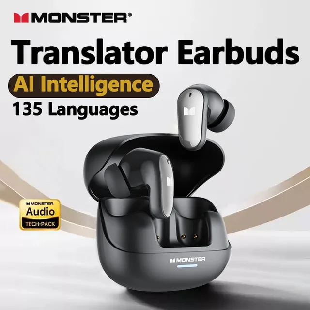 Nowe słuchawki do tłumaczenia Monster MQT52 AI Bezprzewodowe słuchawki Bluetooth 5.4 o niskim opóźnieniu Słuchawki do tłumaczenia języka w czasie rzeczywistym