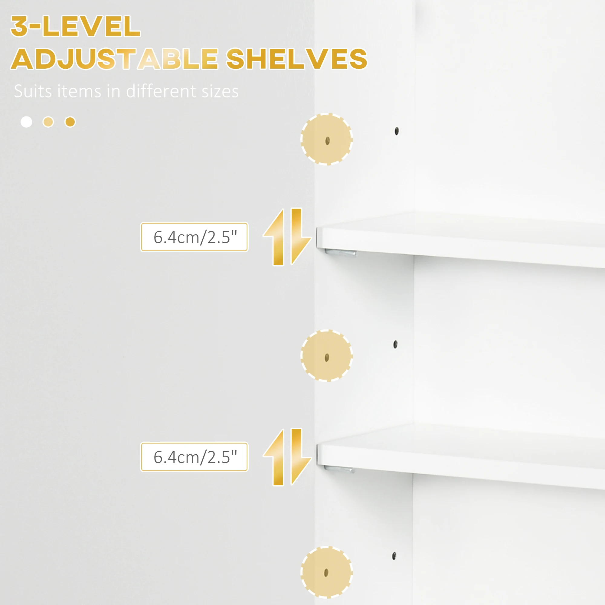 kleankin Bathroom Wall Cabinet with Adjustable Shelves for Hallway, Living Room