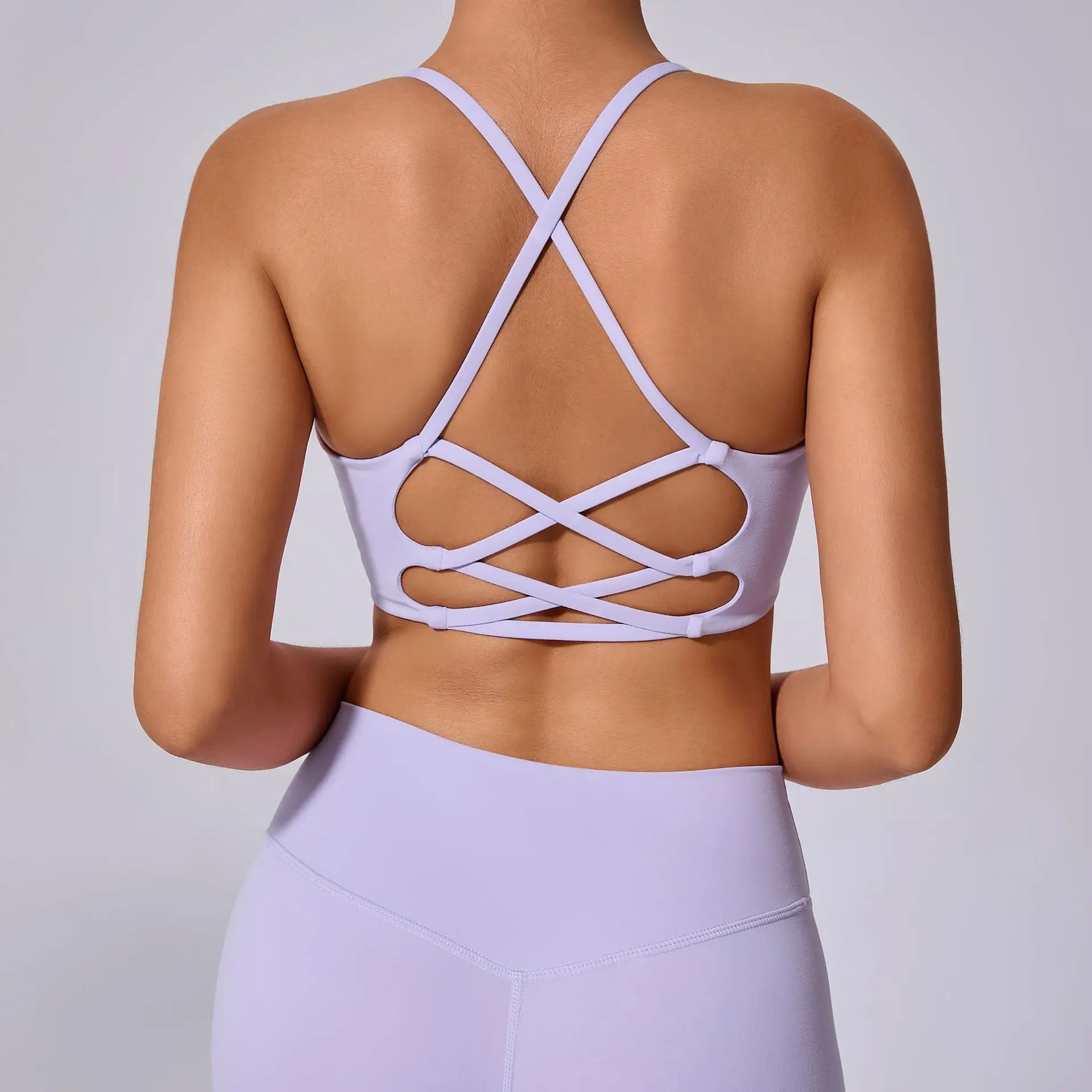

Gym Yoga Underwear Women Cross Back Straps Fitness Bra High Strength Tight Sport Top Women Solid Color Breathable Gym Sport Bra