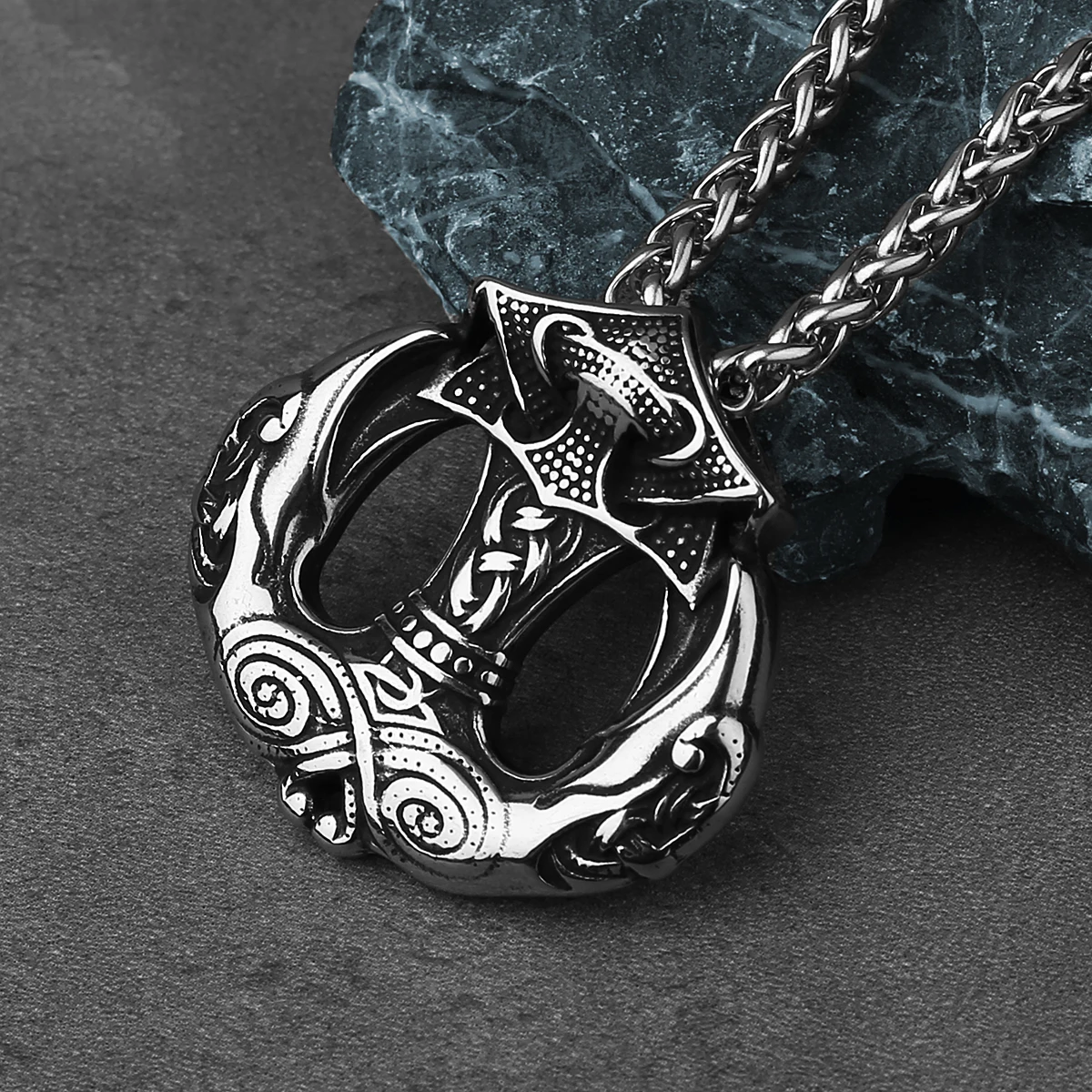 Viking Crow Anchor Stainless Steel Pendant Men's Fashion Nordic Hip Hop Locomotive Men's Pendant Necklace Kyle Teslaf Jewelry