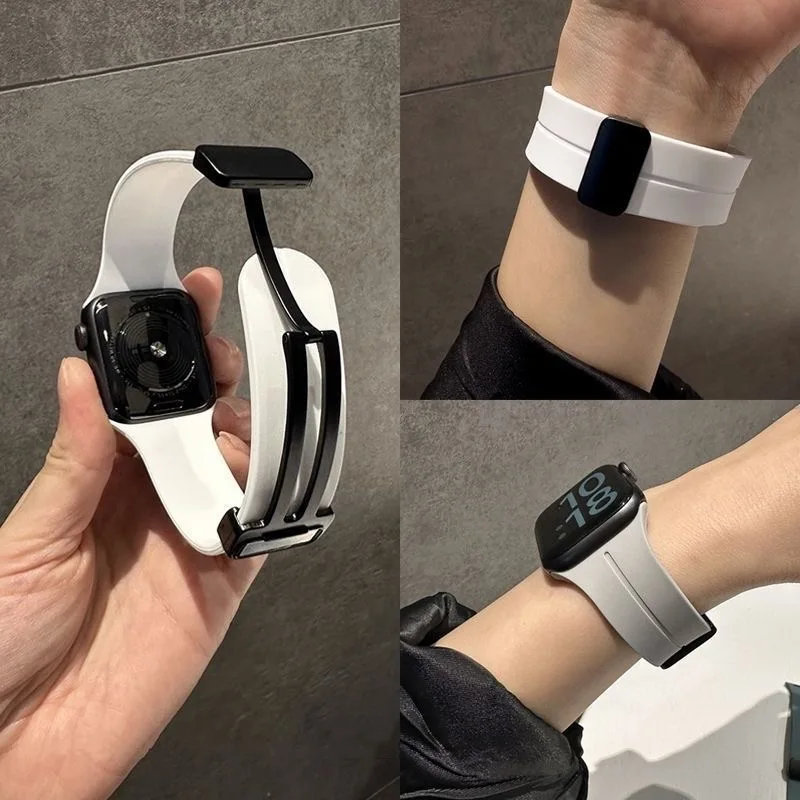 Applewatch Compatible Silicone Sport Magnetic Strap SE87 Generation Student Watch Band Compatible with
