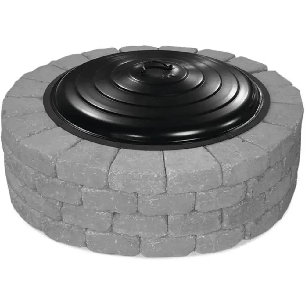 31 Heavy-Duty Steel Fire Pit Lid Cover for Outdoor Patio Fireplace, Black, 7.5 H x 31 W x 31 D
