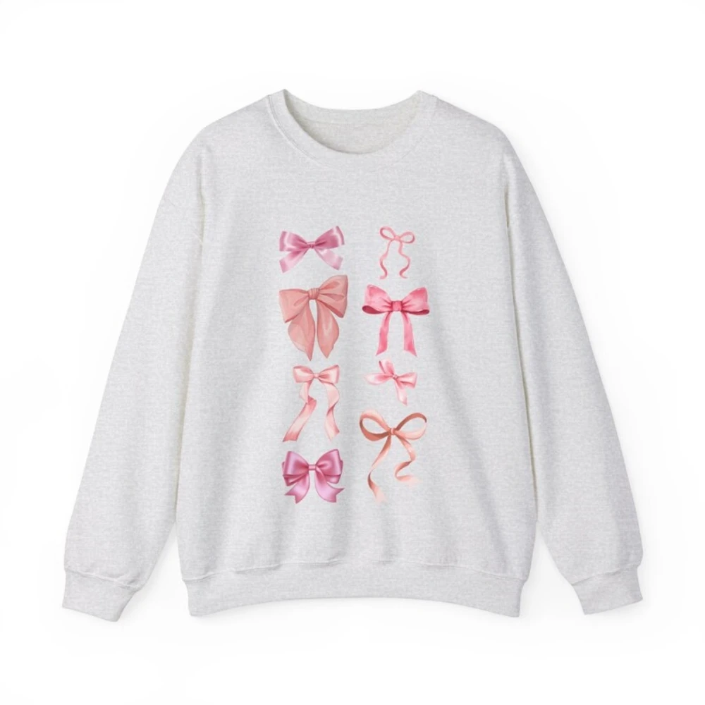 Coquette rosa Bogen Sweatshirt y2k niedlichen ästhetischen Top Band Ballerina trendy Rundhals ausschnitt kawaii Mädchen Shirt Freund Valentinstag