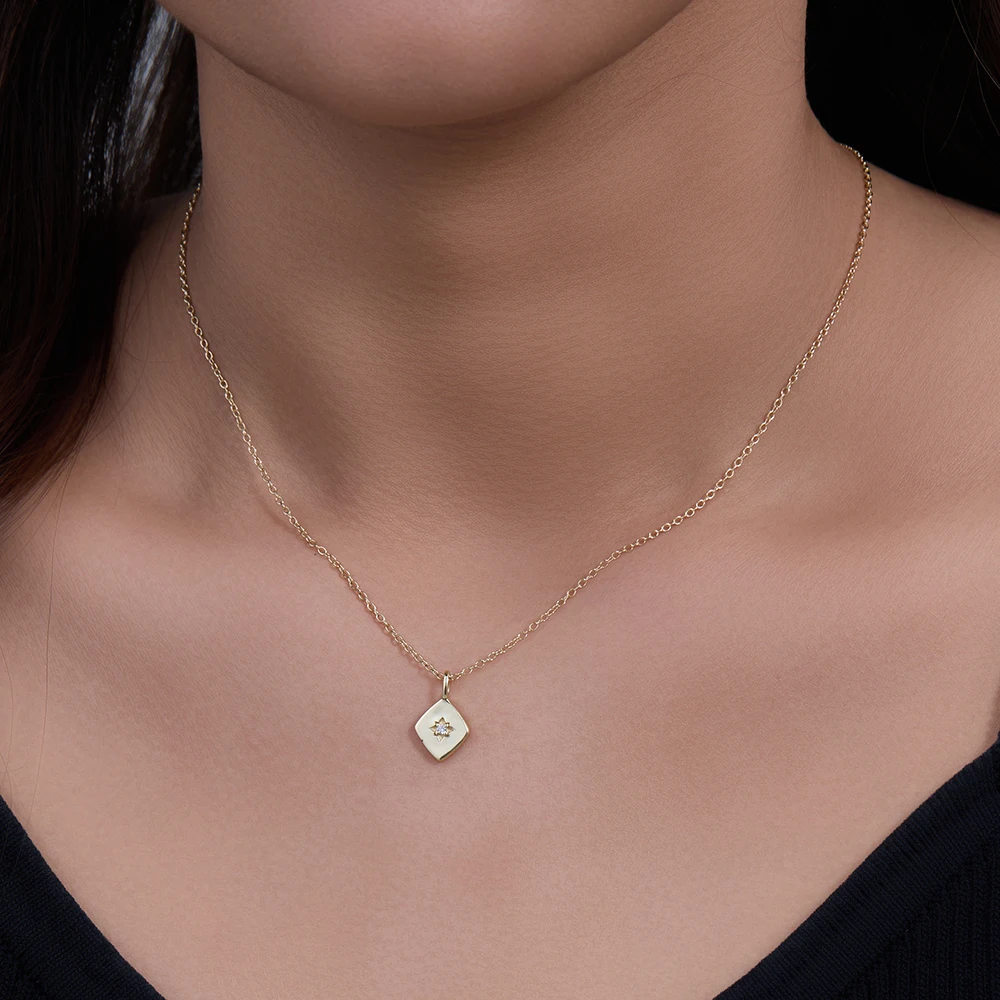 قلادة سلسلة ربط عصرية ، مجوهرات ذهبية مطلية هندسية ، قلادة نجمة #4