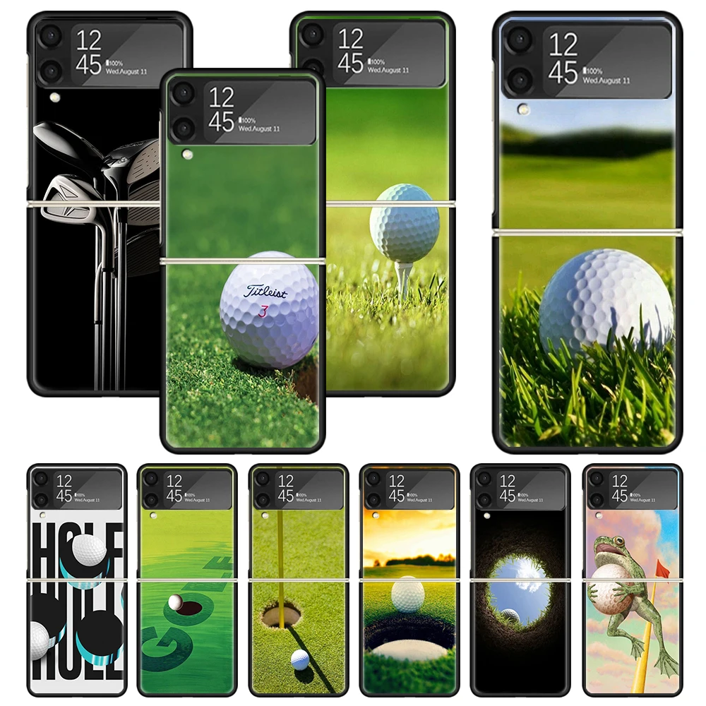 โมเดิร์นกีฬากอล์ฟพิมพ์สําหรับ Samsung Galaxy Z Flip 3 4 5 6 5G โทรศัพท์ Shell ZFlip6 Flip5 Flip4 Flip3 รูปแบบปกแข็งสีดํา