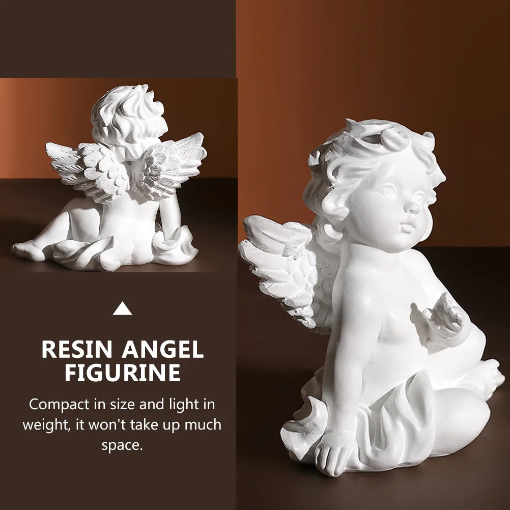 

2Pcs Resin Angel Sculpture Adorable Desktop Decoration for Home Office Space Ornament on Desk Surface