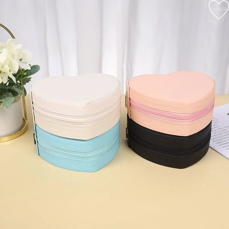 Heart-shaped PU leather jewelry storage box, ear studs and earrings organizer, portable jewelry case