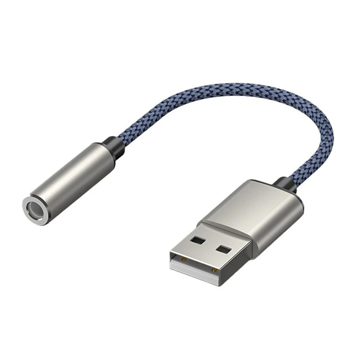 FZFZ USB - 3.5mm オーディオケーブル USB A - 3.5mm メス外部ステレオサウンドカードヘッドフォンマイクサウンドアダプターシルバー&ブルー