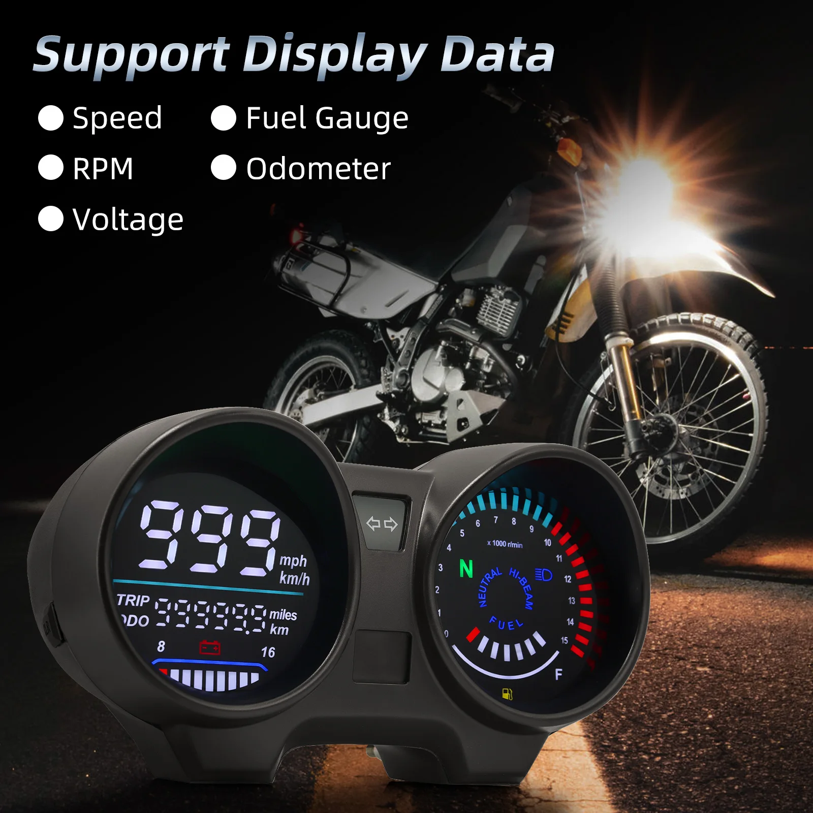 For Brazil CG/Titan 150 2010 2012 LED LCD Digital Dashboard 15000rpm motorcycle instrument Tachometer Speedometer odometer