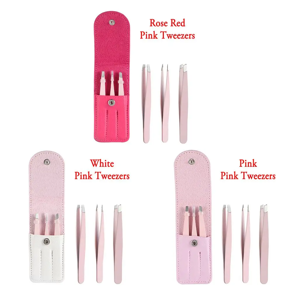 3 PCS/Set Beauty Makeup Tools Point Tip/Slant Tip/Flat Tip Brow Trimmer False Eyelash Clip Eyebrow Tweezer Hair Removal