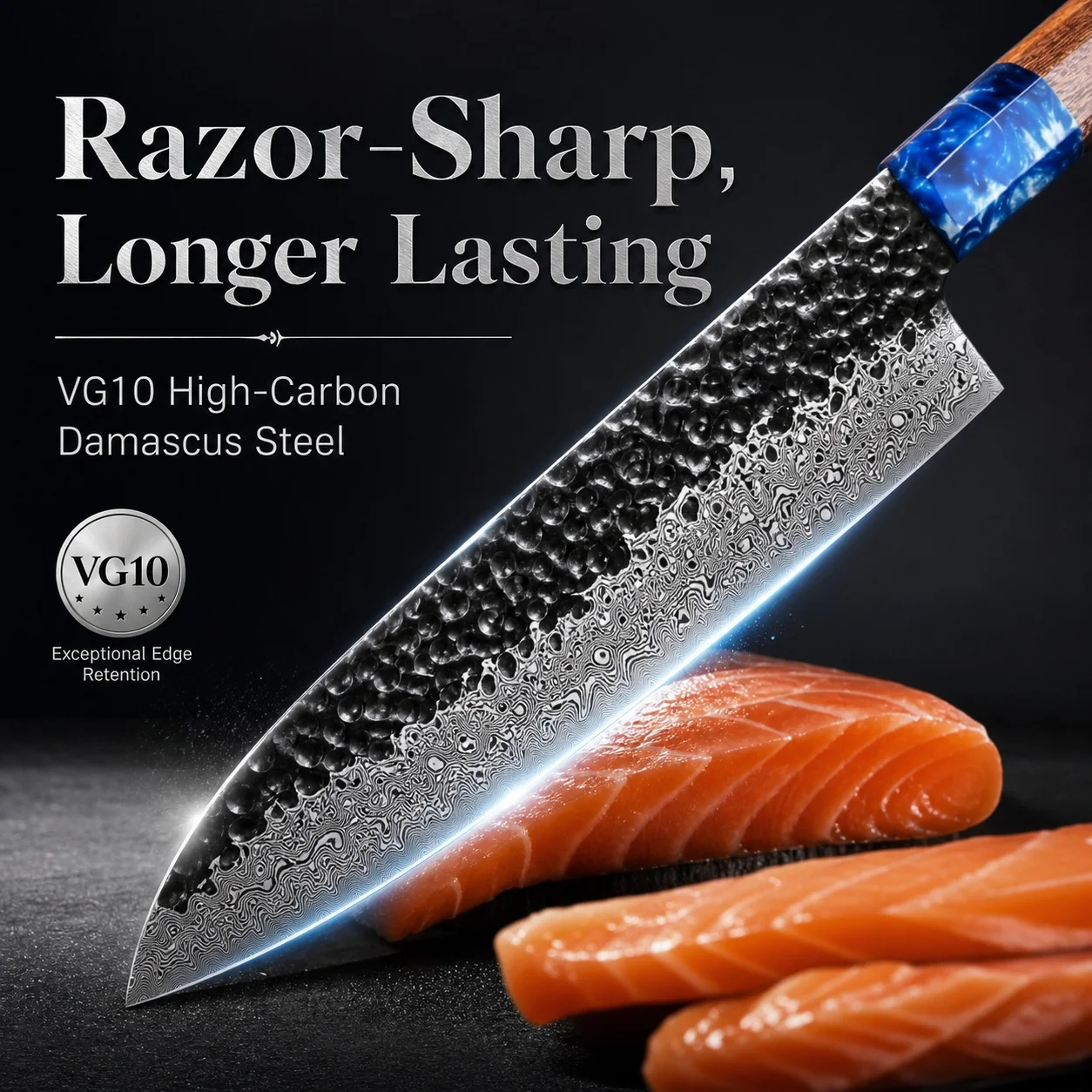 7-inch Santoku Knife Japanese VG-10 Steel Sharp Blade, Professional Chef Kitchen Knife for Cooking Accessories