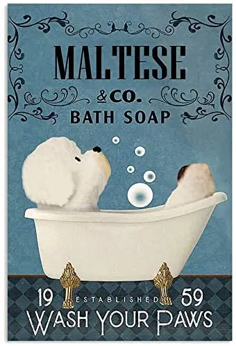 SIGNCHAT Bath Soap Company Maltese Wall Art Poster Anniversary Birthday Christmas Housewarming Gift Home Metal Tin Sign 8x1 sign