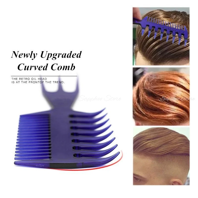 Men Oil Head Comb Detangling Hair Comb Wide Tooth Fork Comb Two-side Tooth Anti-static Salon Barber Hairdressing Styling Tools