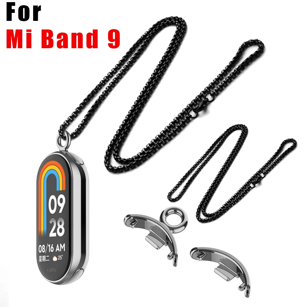 Necklace for Xiaomi Mi Band 9 Watch Strap Stainless Steel Pendant Bracelet Metal Link Strap for Xiaomi Mi Band 8 9 Accessories