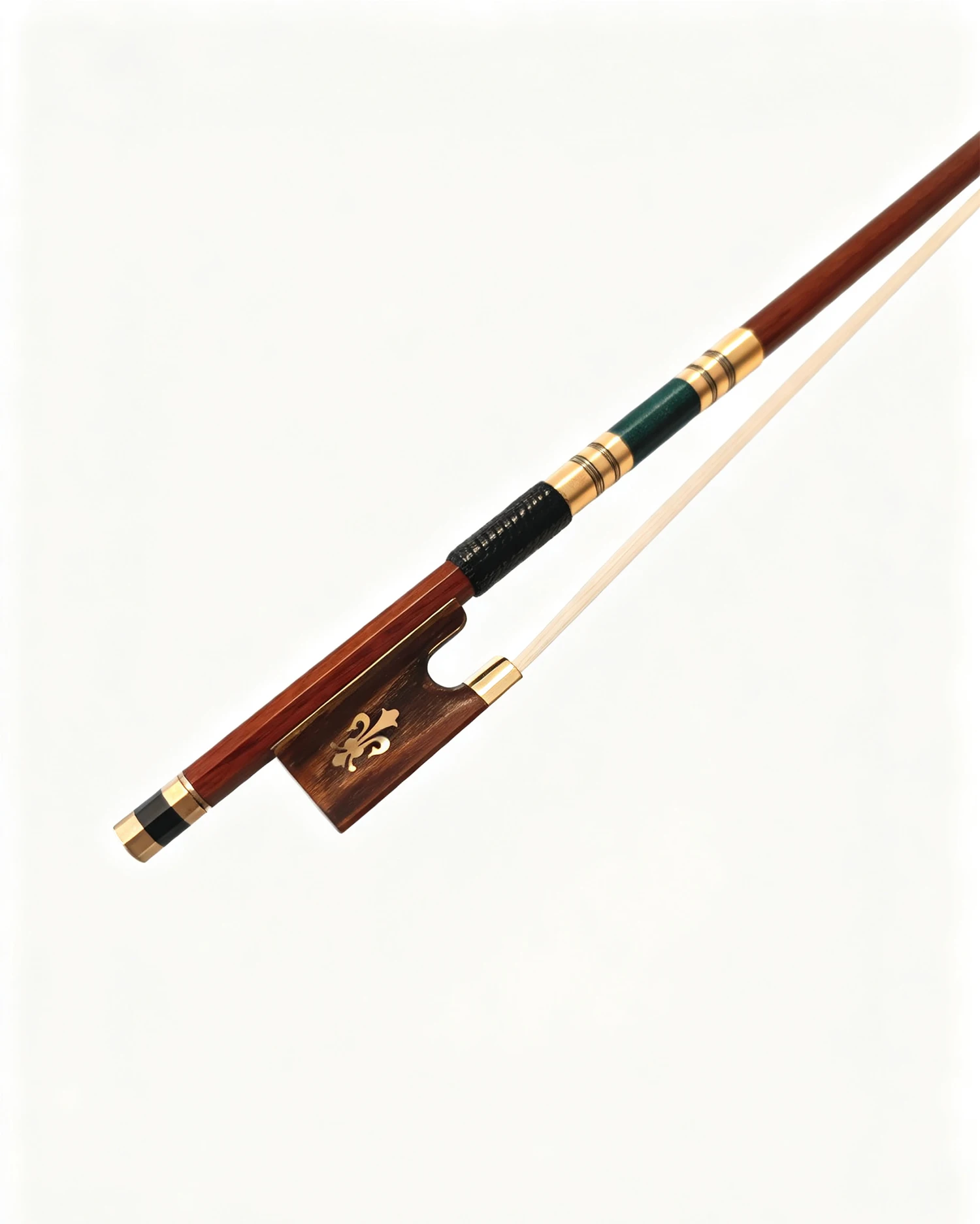 Violin Bow 4/4, Carved and Inlaid with Snake Skin Wrapped Around Ebony, Gold-Plated Edges, High-Quality Violin Performance Bow 4/4