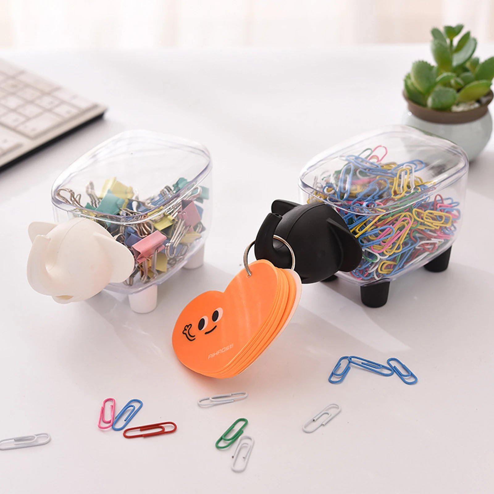 

2pcs Cotton Storage Box Plastic Swab Holder Animal Container Transparent Makeup Accessories Bathroom Kitchen Home Use Creative