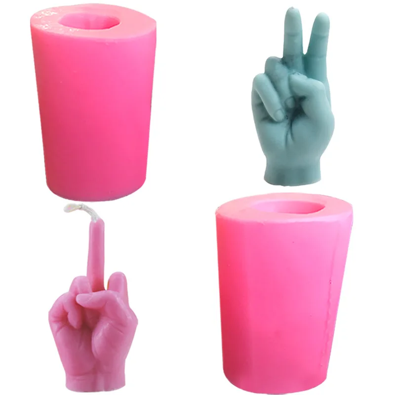 1 piece, Bier vertical middle finger gesture finger shape scented candle silicone mold creative funny scented candle mold