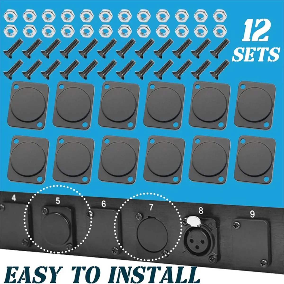 DT85 HOT 12 Pack Panel-Mount Blank Plate Rack Mount Plate for Chassis Connectors and XLR Connectors