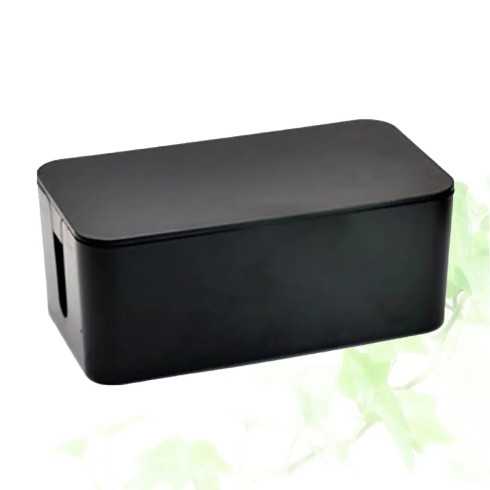 Power Strip Organizer Box Cable Management Box for Computer Charging Lines Power Cord Storage Hide Messy Wires Socket L Black