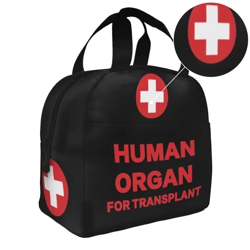 Funny Human Organ for Transplant Insulated Lunch Bag Portable Reusable Waterproof Thermal Bento Tote Bag for Work School Beach