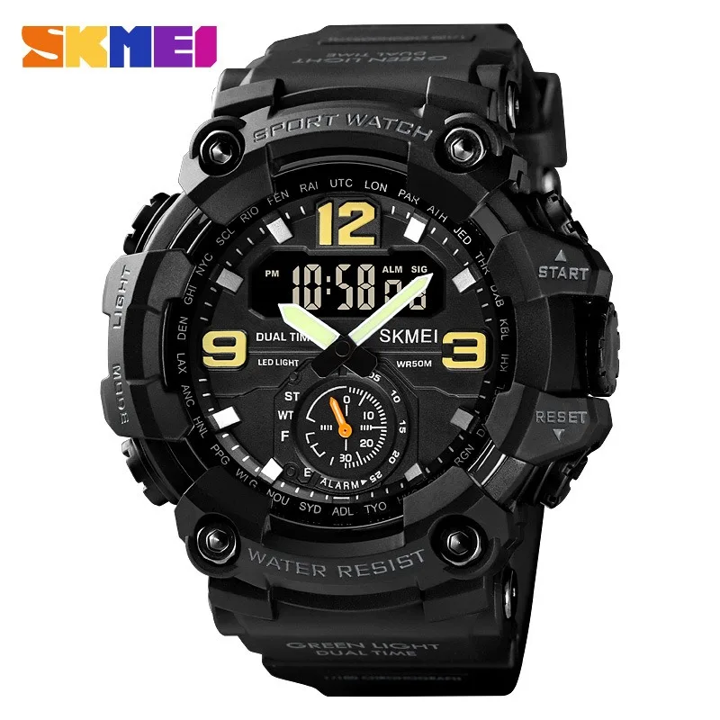 Cool Men's Outdoor Sports Watch Large Dial Multifunctional Waterproof Electronic Watch Men's